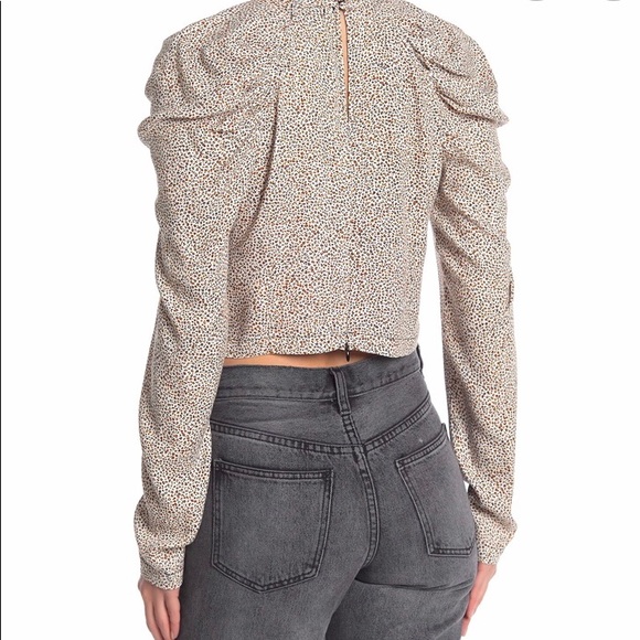 NWT AFRM puff sleeve leopard print crop top xl - Picture 12 of 12